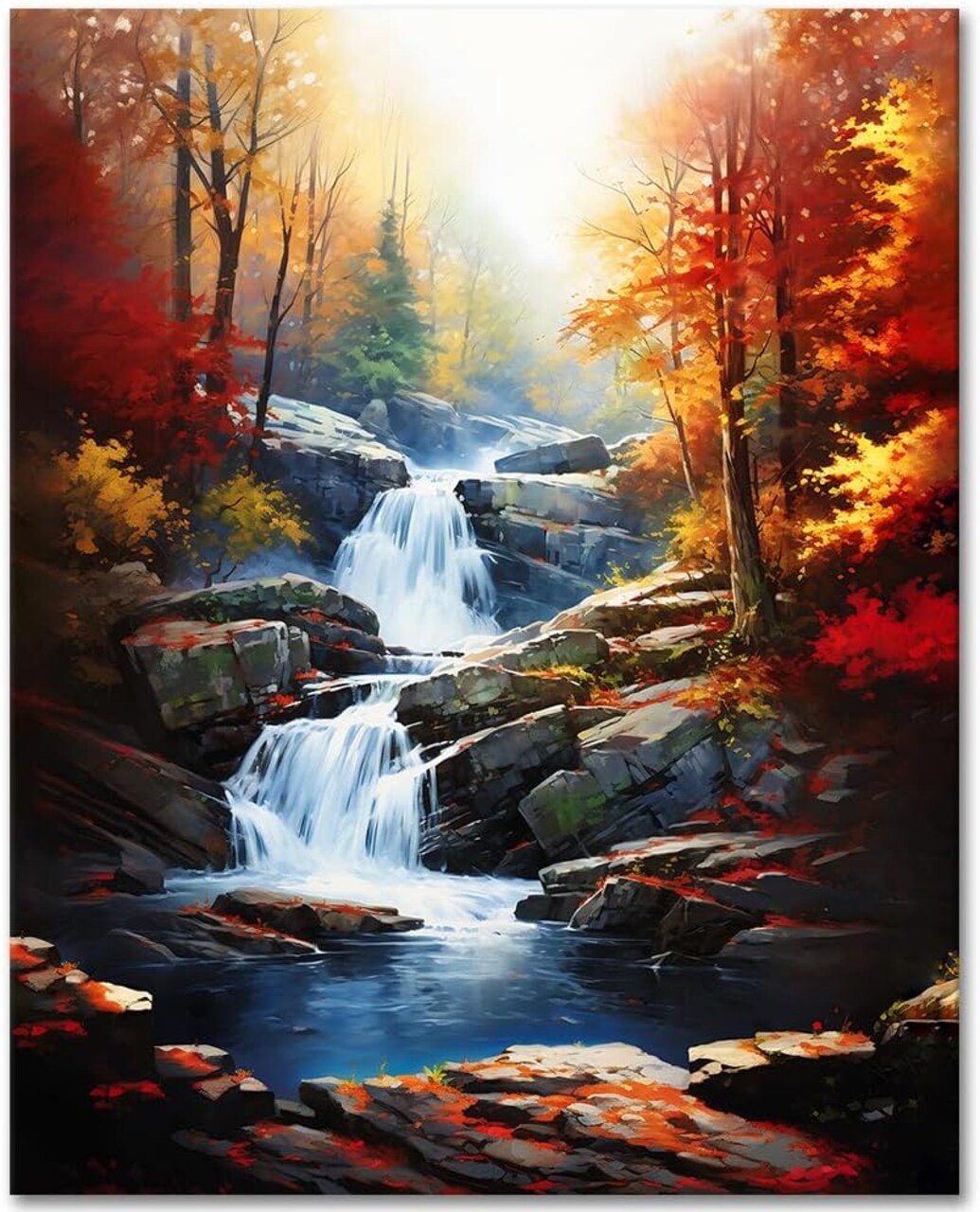 Adult Paint by Number Kits on Canvas Autumn Landscape Paint by Numbers for Adult Beginner Forest Waterfall Color by Numbers for Adults Craft Kits